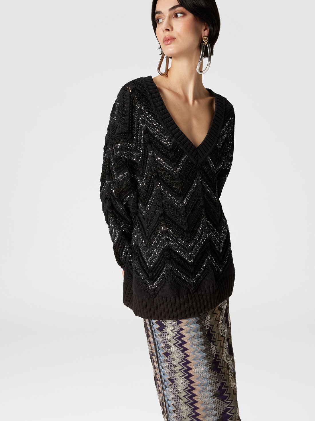 Zigzag tulle tube midi skirt with sequins - 4