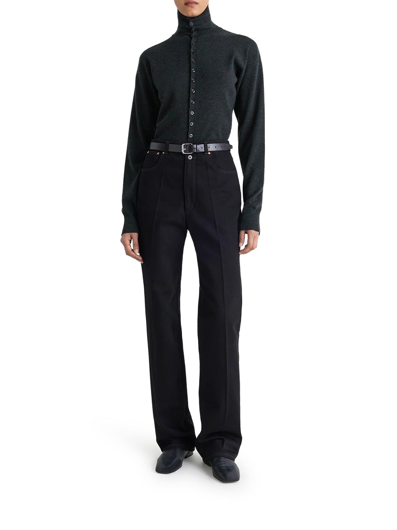 FINE WOOL BUTTONED CARDIGAN - 1