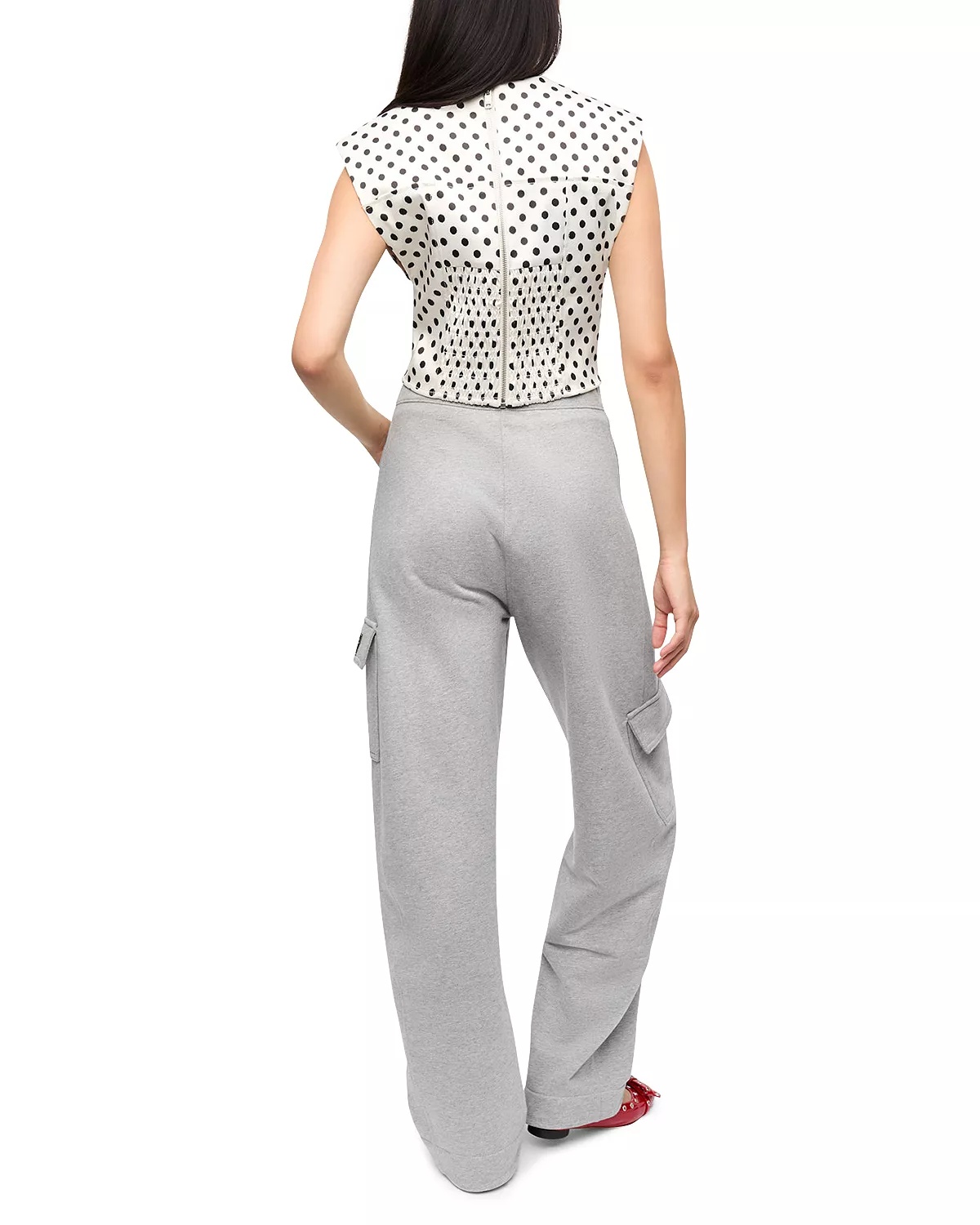 Polka Dot Satin Corset Blouse - 3