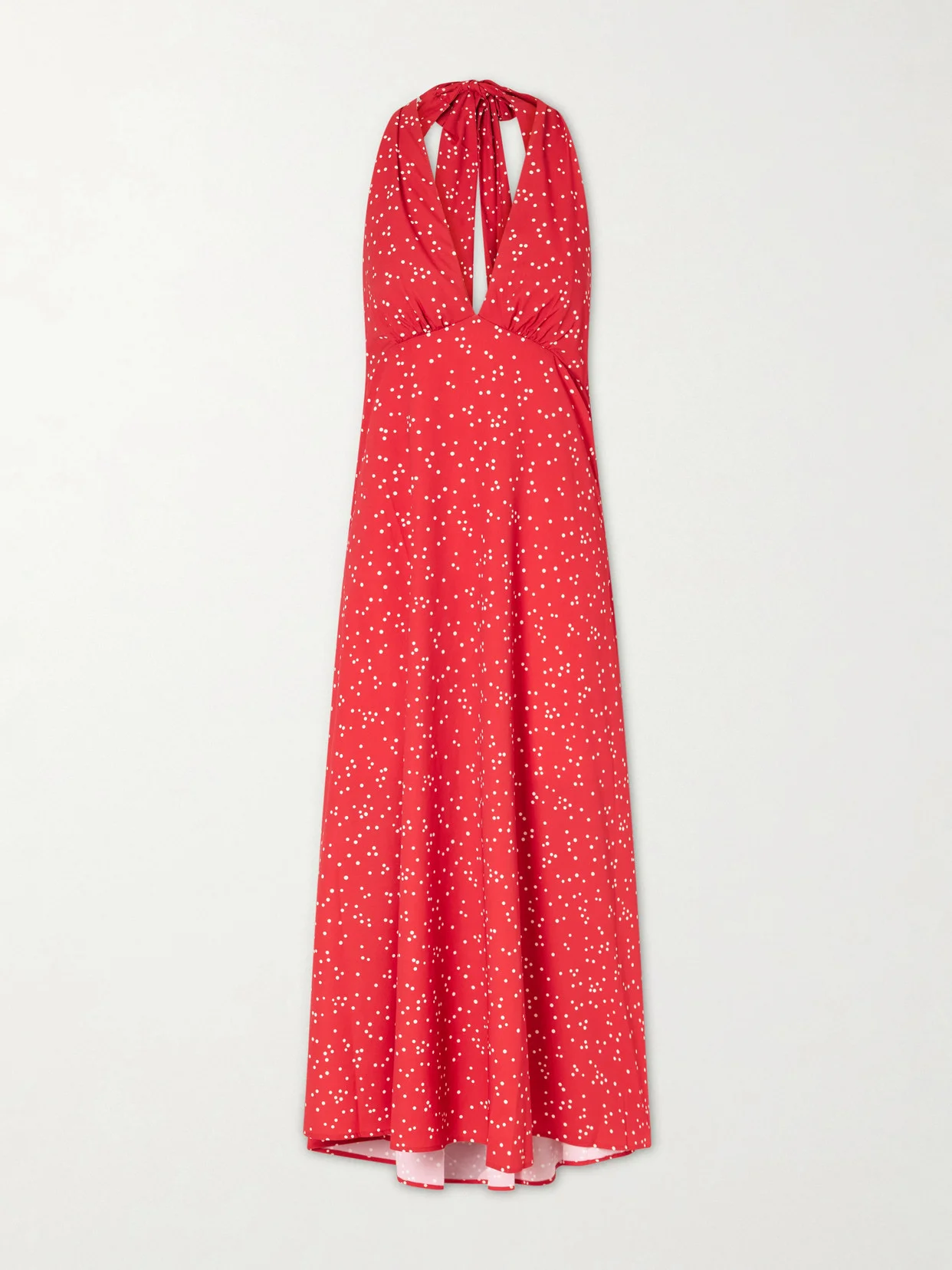 Jennah Polka-dot Recycled-crepe Halterneck Midi Dress - 1
