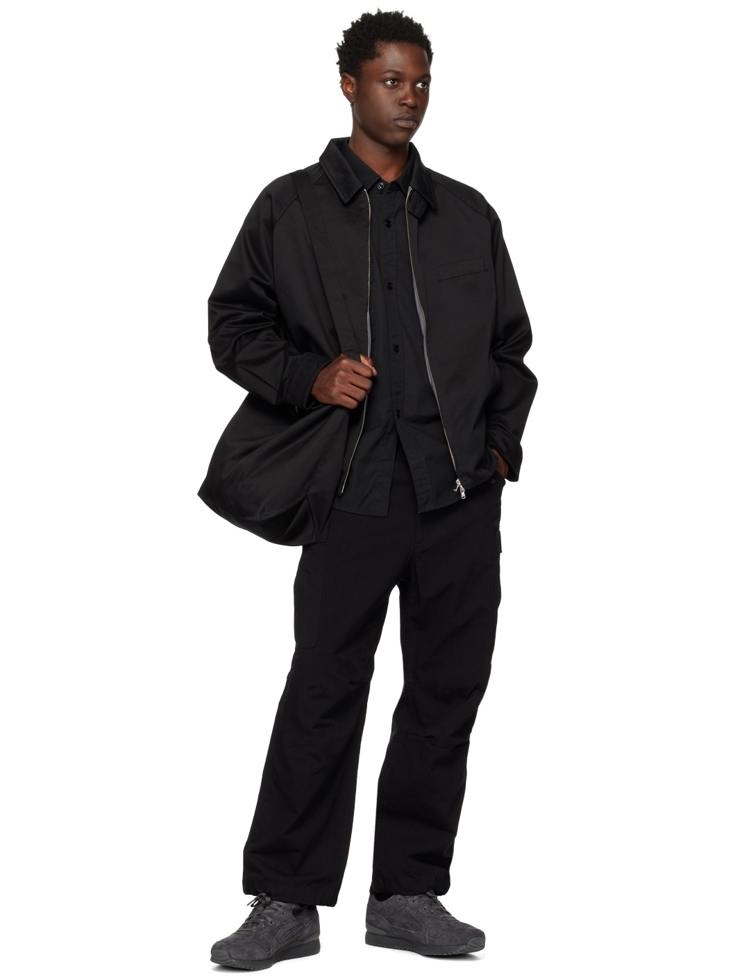 Black Wide Cargo Pants - 4