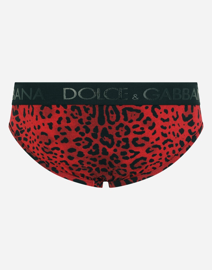 Two-way stretch jersey mid-rise briefs with leopard print - 3