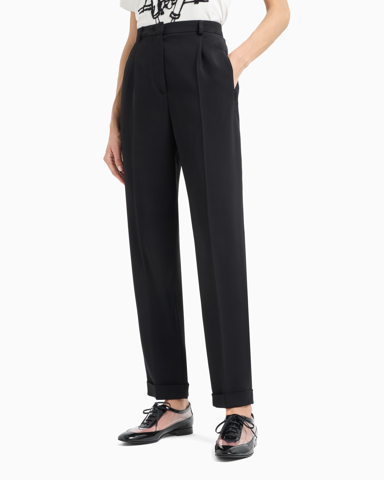 Straight-leg one-pleat trousers in viscose cady - 2