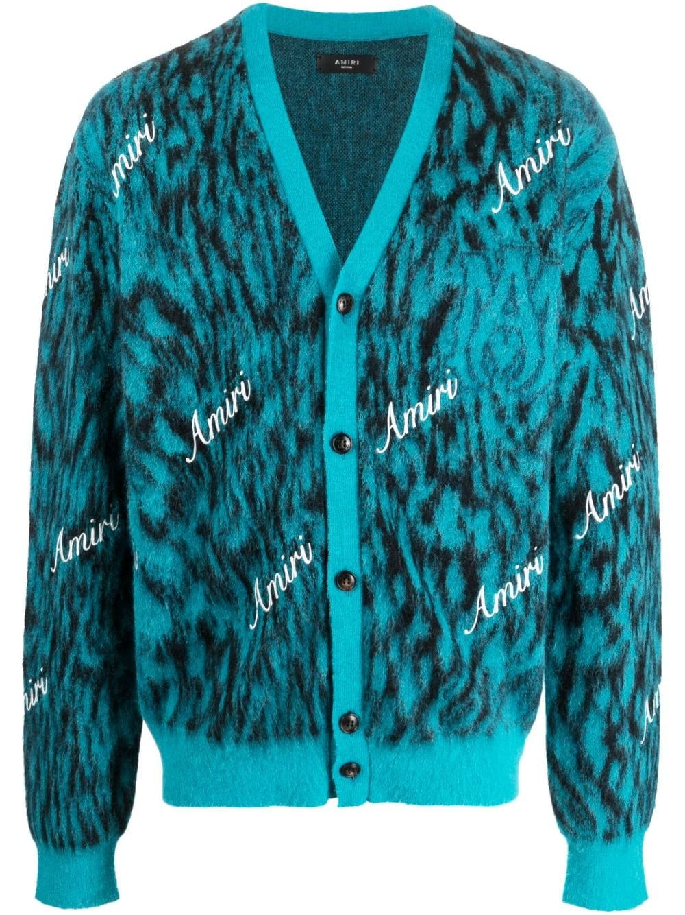 logo-print knitted cardigan - 1