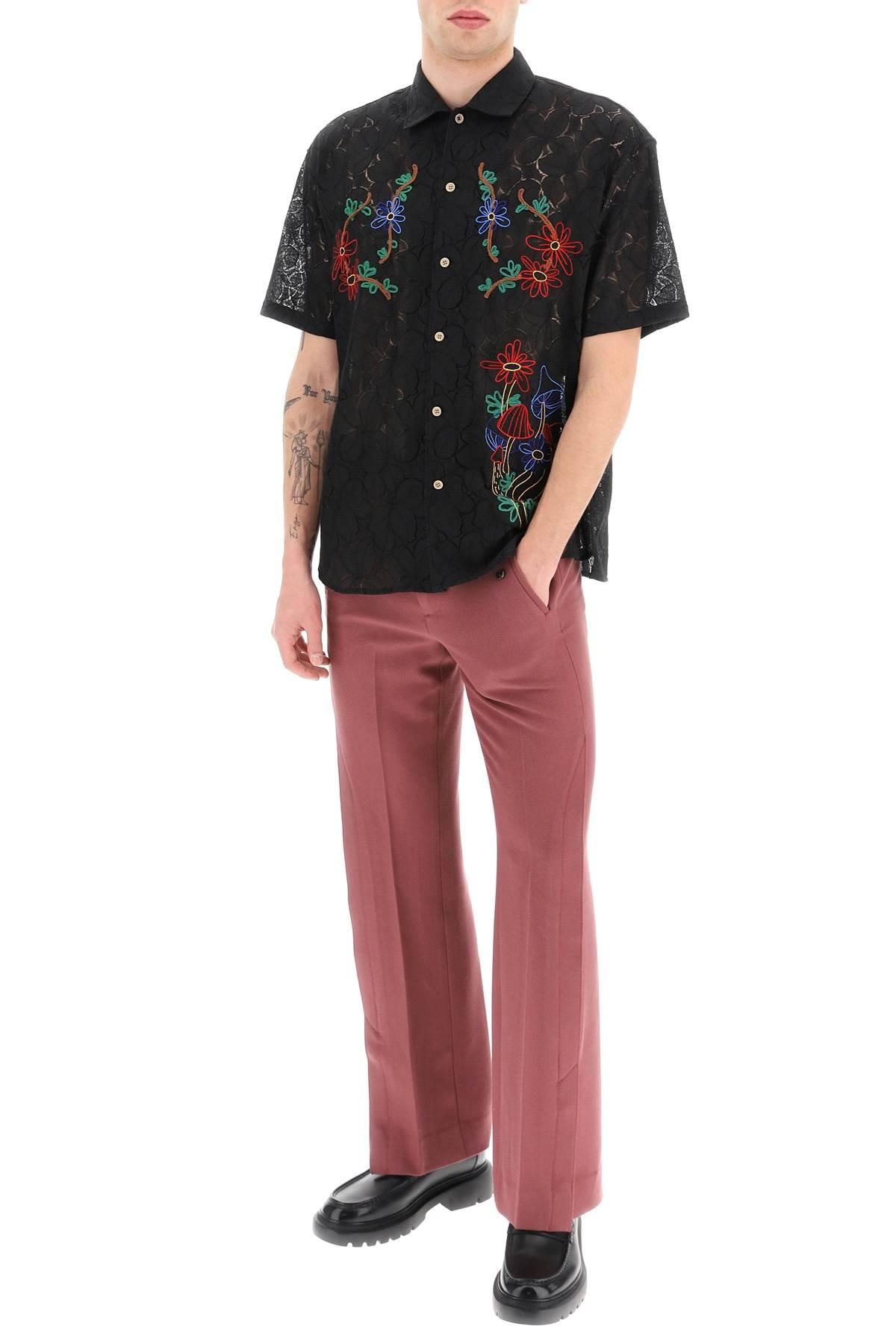 LACE SHIRT FEATURING EMBROIDERED FLOWERS AND MUSHROOMS - 2