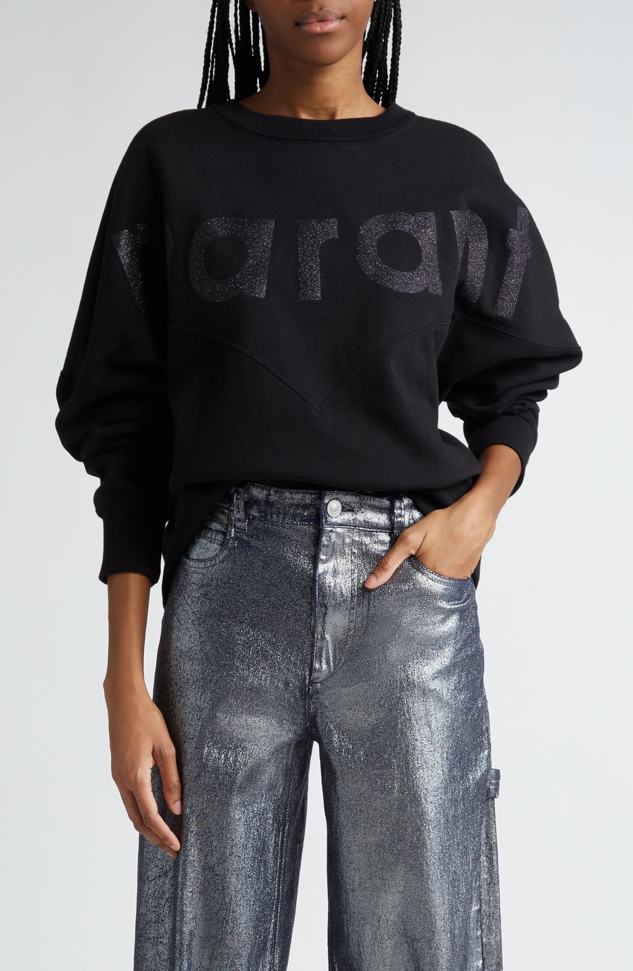 Isabel Marant Étoile Houston Logo Graphic Sweatshirt in Black at Nordstrom - 1