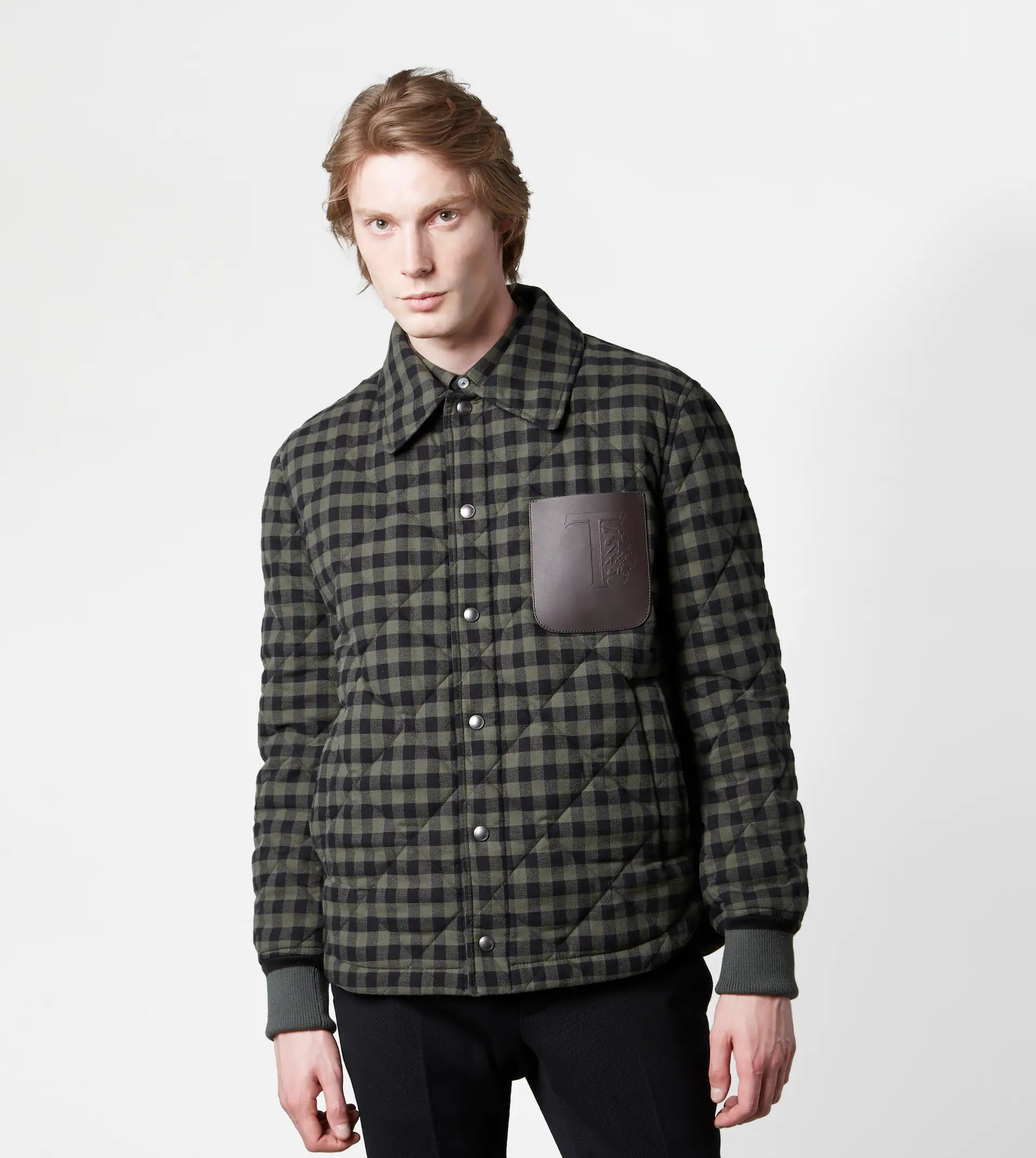 QUILTED OVERSHIRT IN VICHY FLANNEL - GREEN, BLACK - 7