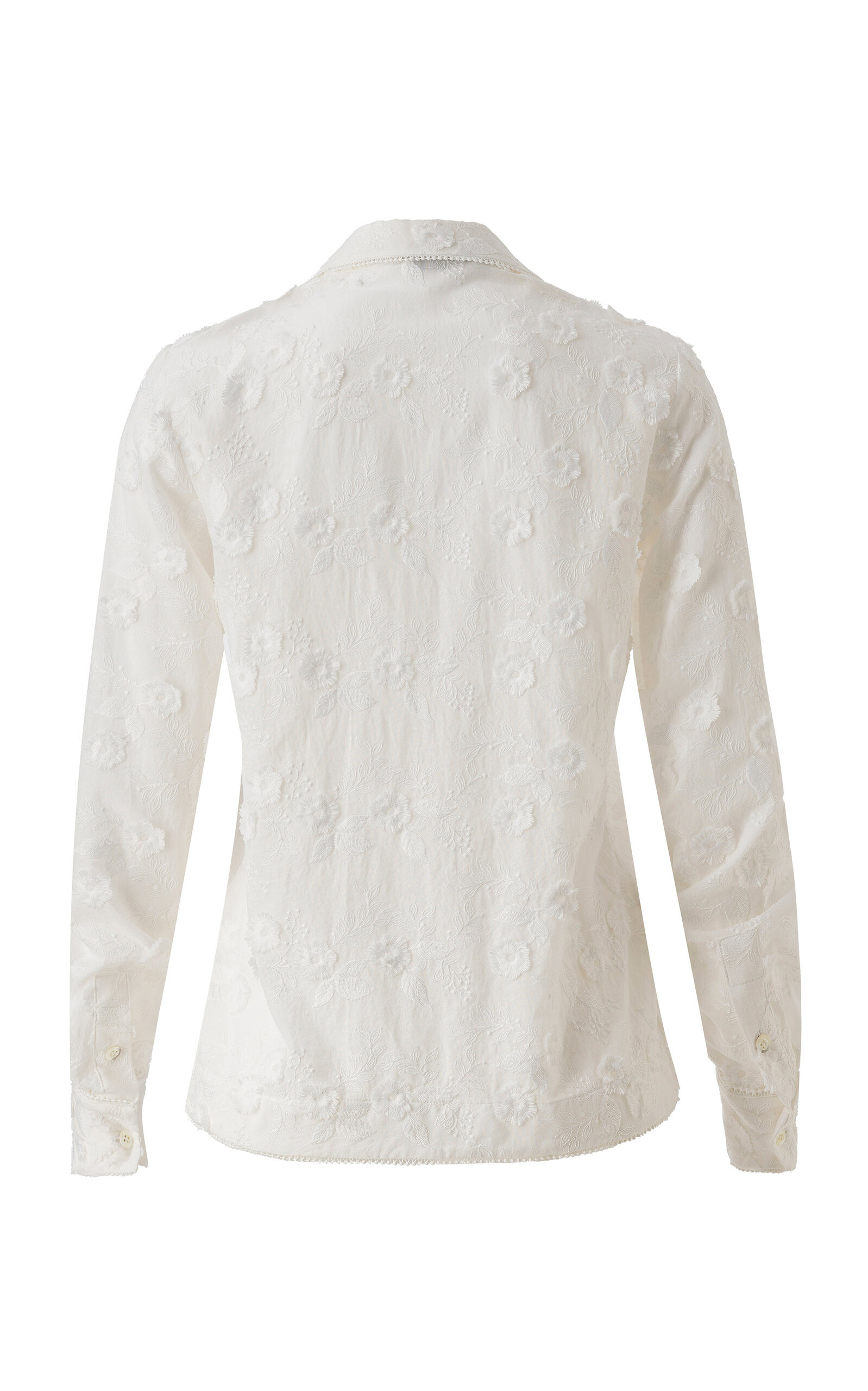 Lesa Floral-Appliquéd Cotton-Blend Shirt white - 3