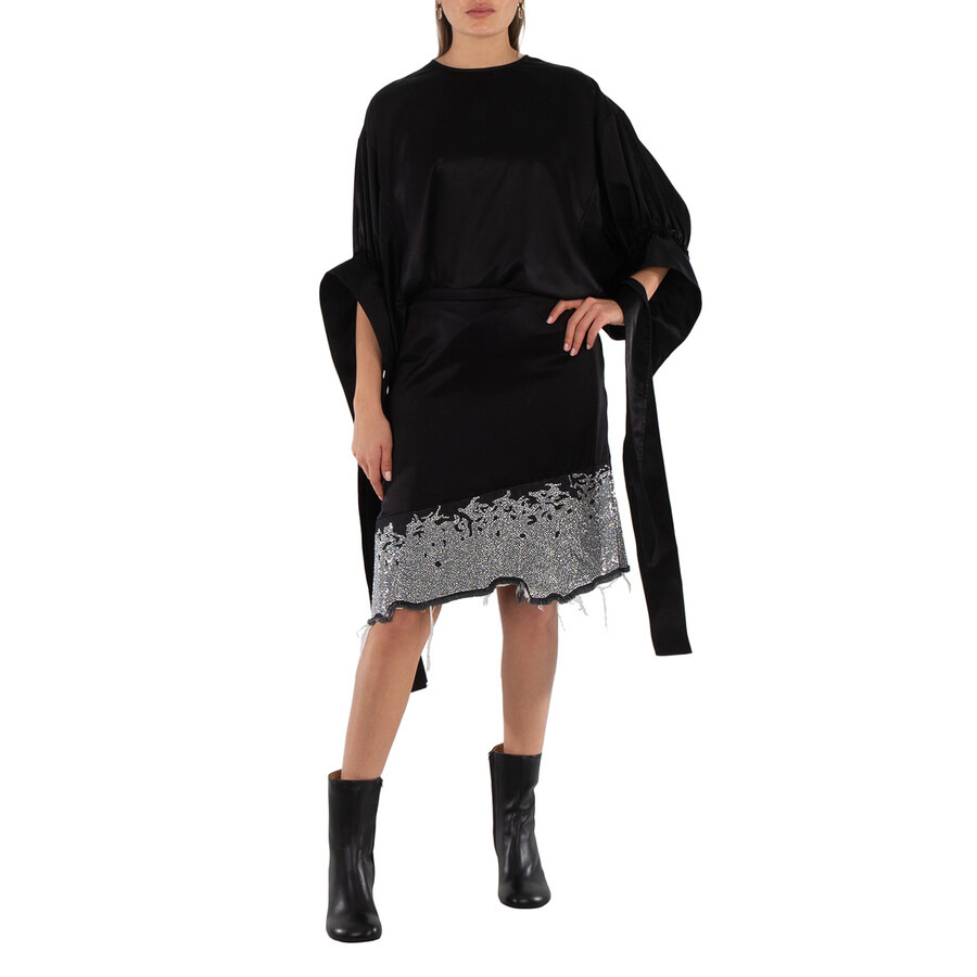 Jw Anderson Ladies Black Glitter-Detail Asymmetric Skirt - 2