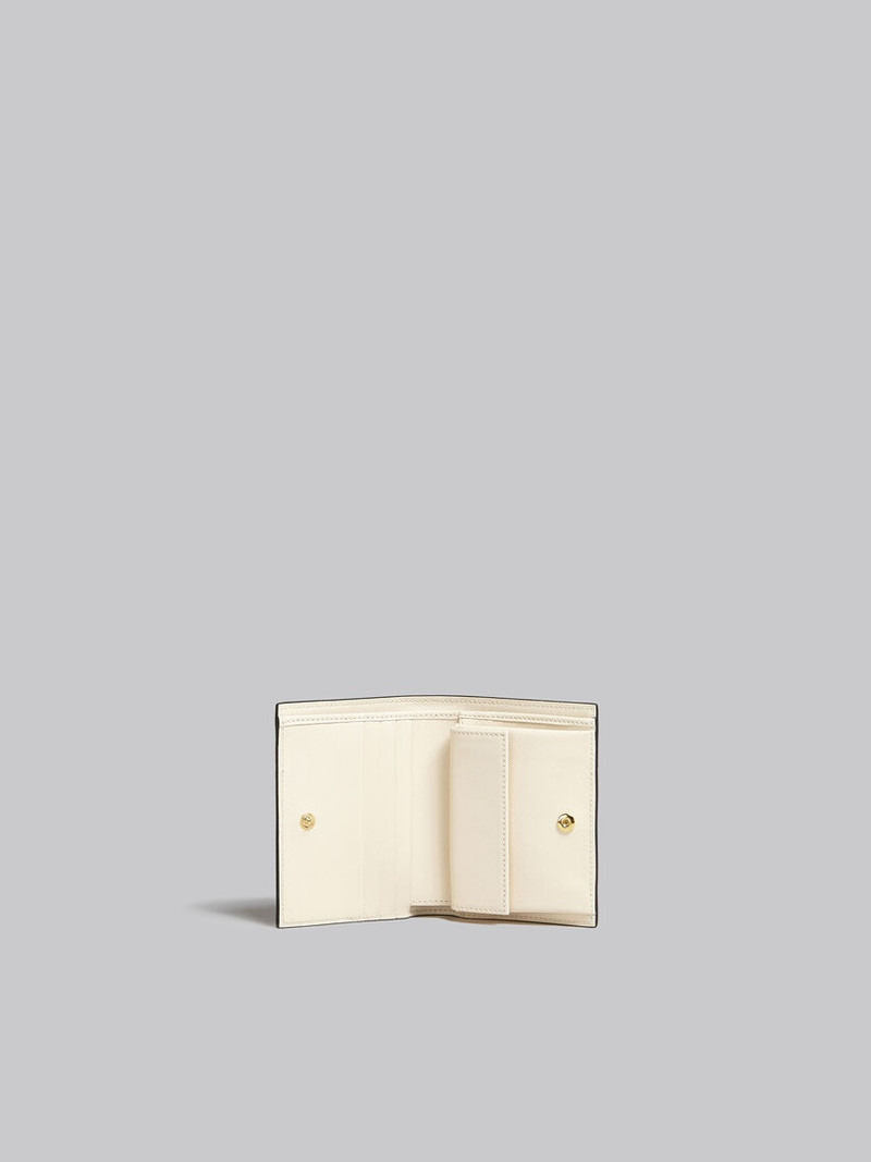 Marni LIGHT GREEN, BEIGE AND WHITE SAFFIANO LEATHER BI-FOLD WALLET outlook