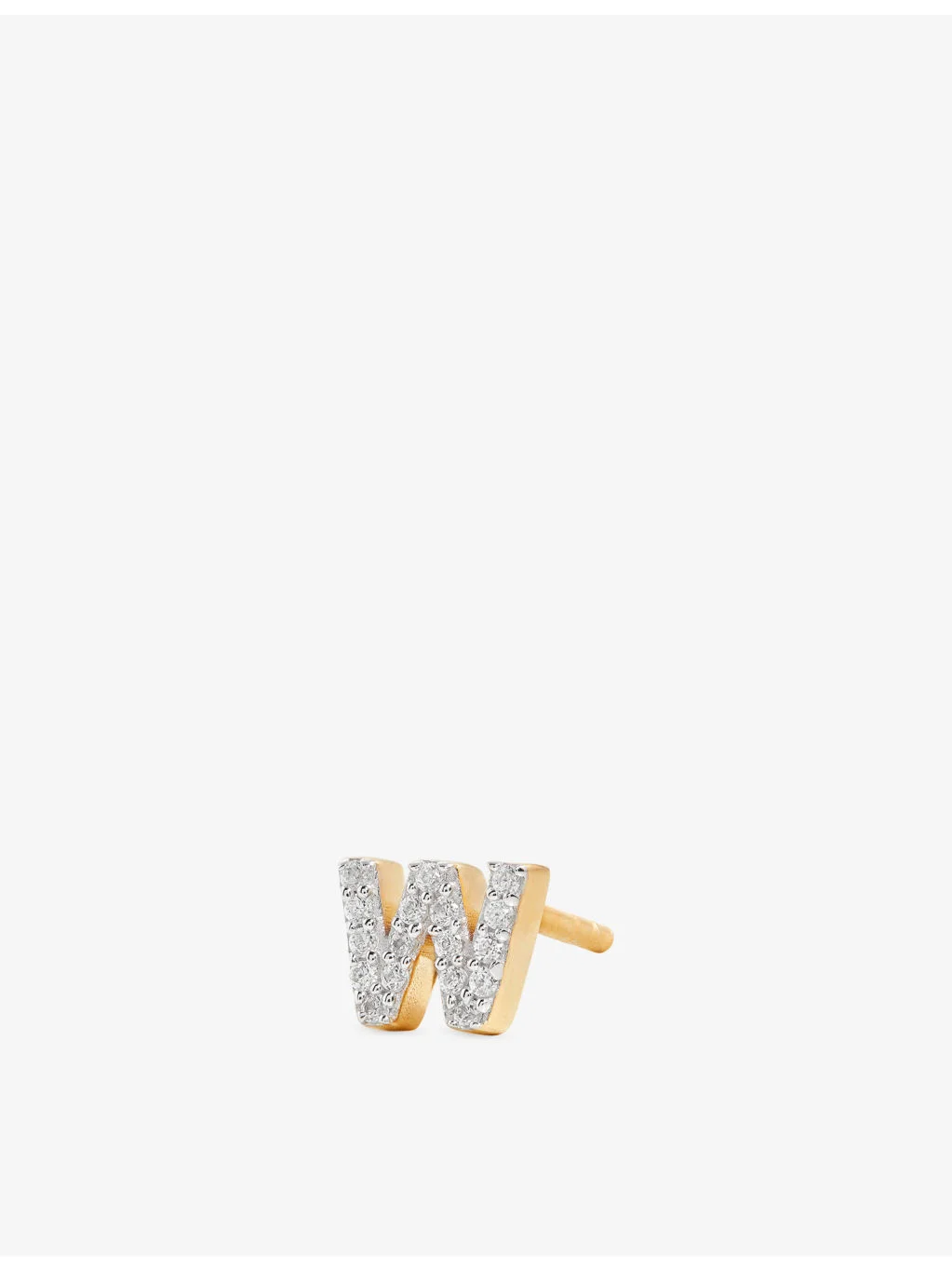 Initial W Pave Initial 18ct Gold Vermeil And Cubic Zirconia Single Stud Earring - 1