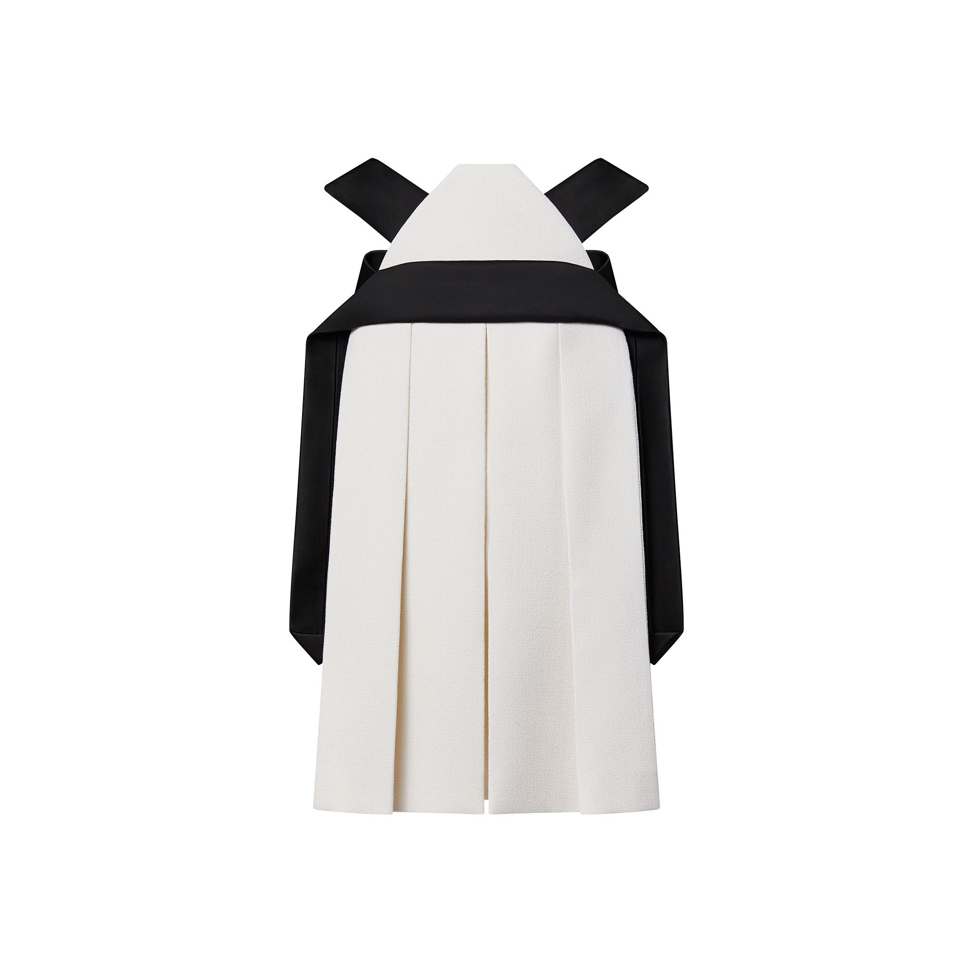 Wool Crepe Trapeze Pleat Dress - 1