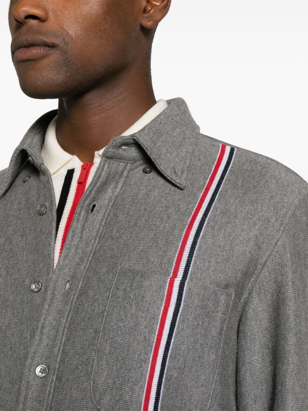 RWB-stripe cotton overshirt - 5