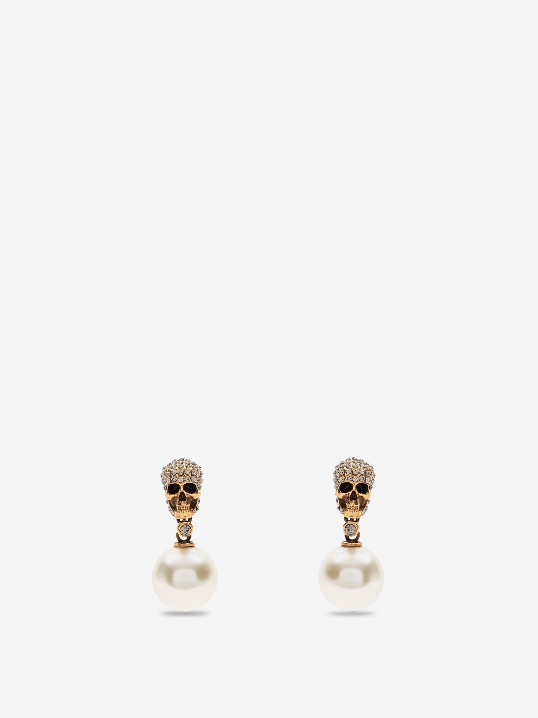 PEARL PAVE SKULL EARRINGS - 1