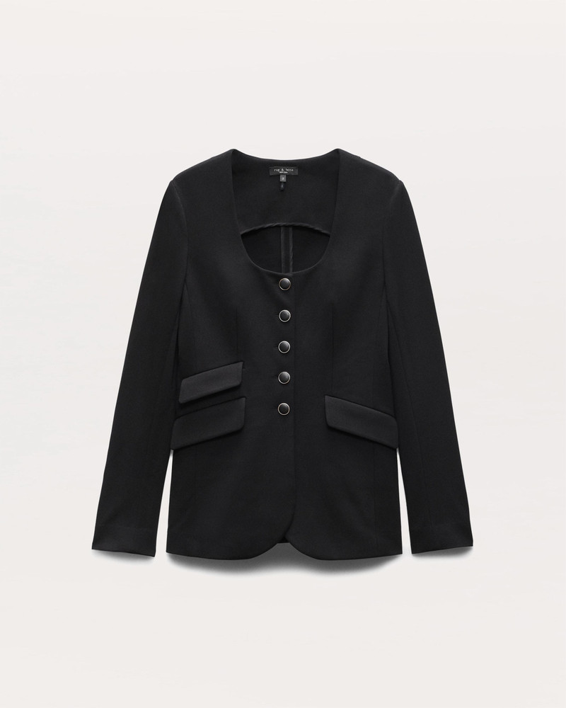 Roslyn Ponte Scoop-Neck Blazer 1
