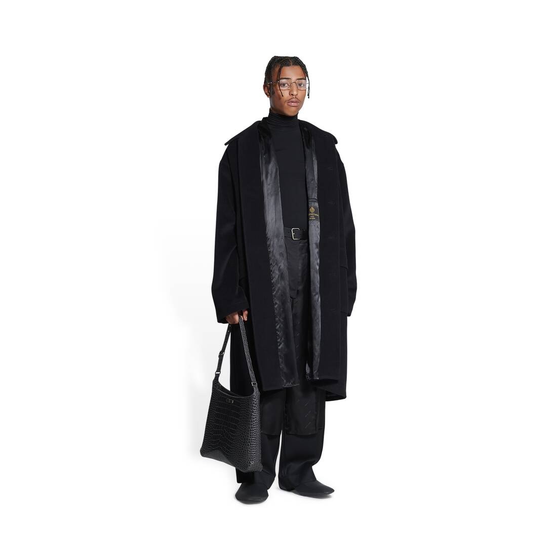 Men's Deconstructed Carcoat in Black - 2