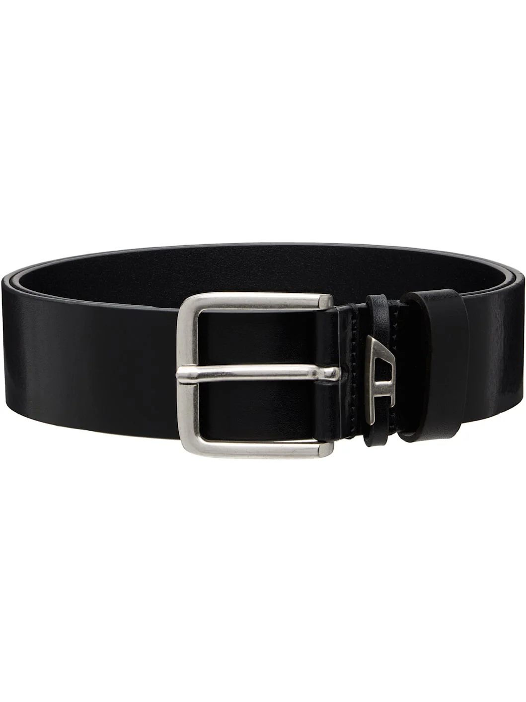 Black 4cm Crinkle Leather Belt - 1