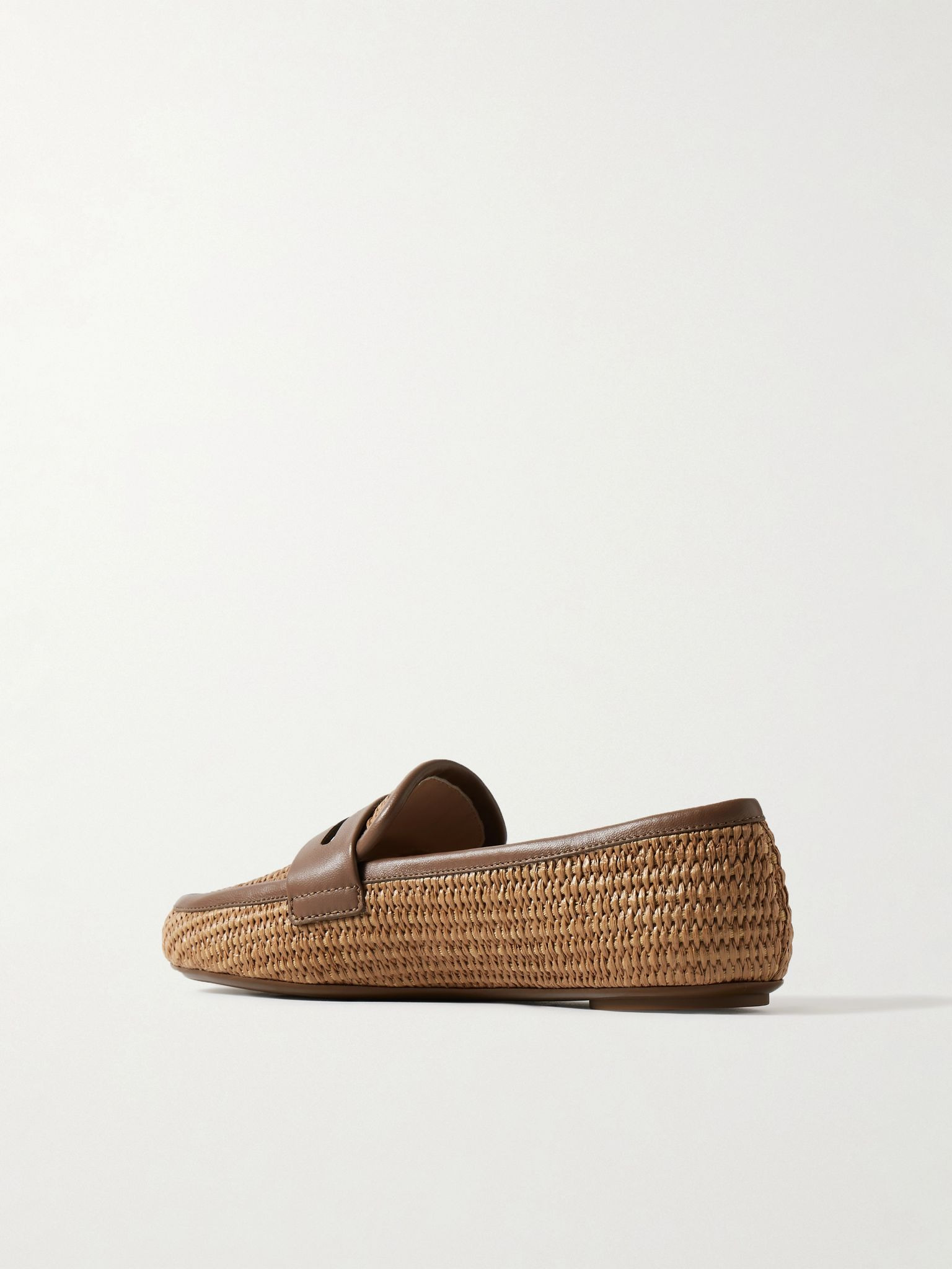 Giorgia leather-trimmed raffia loafers Tan - 3