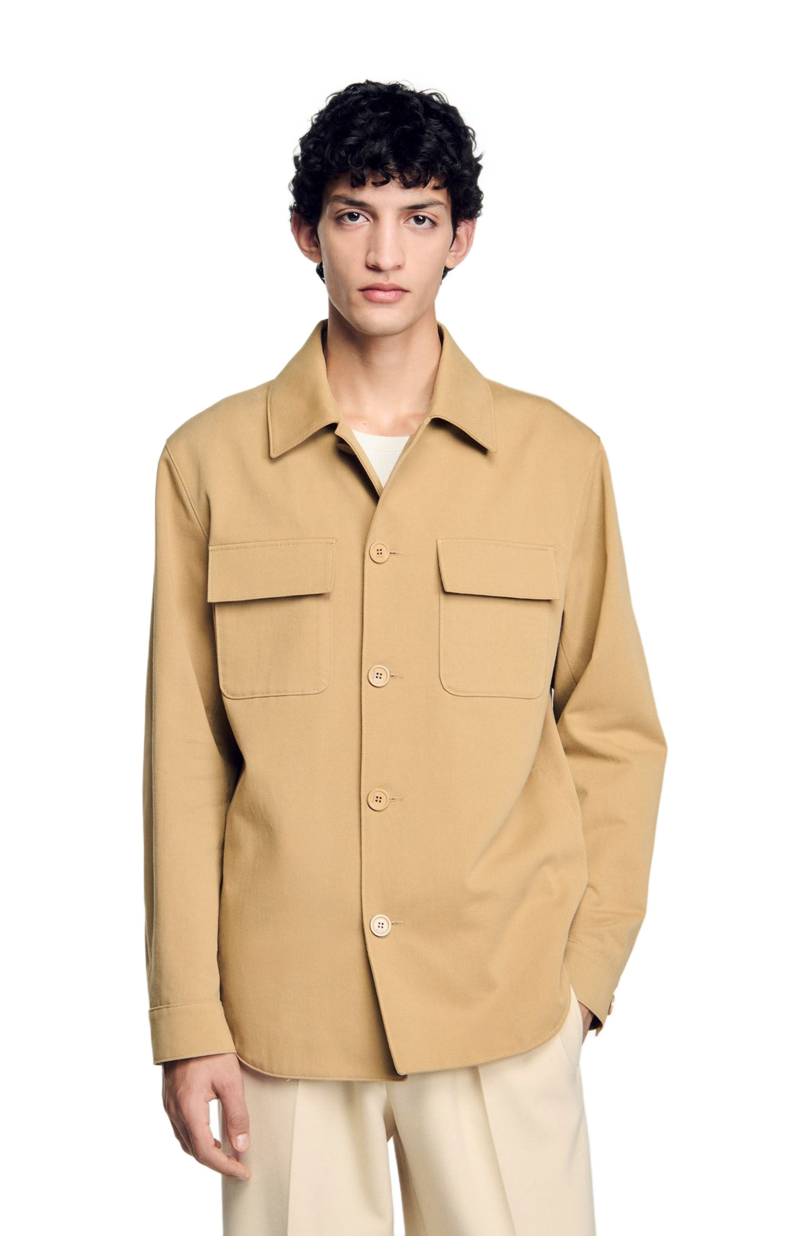 SANDRO Overshirt with pockets in Sand. at Nordstrom - 3