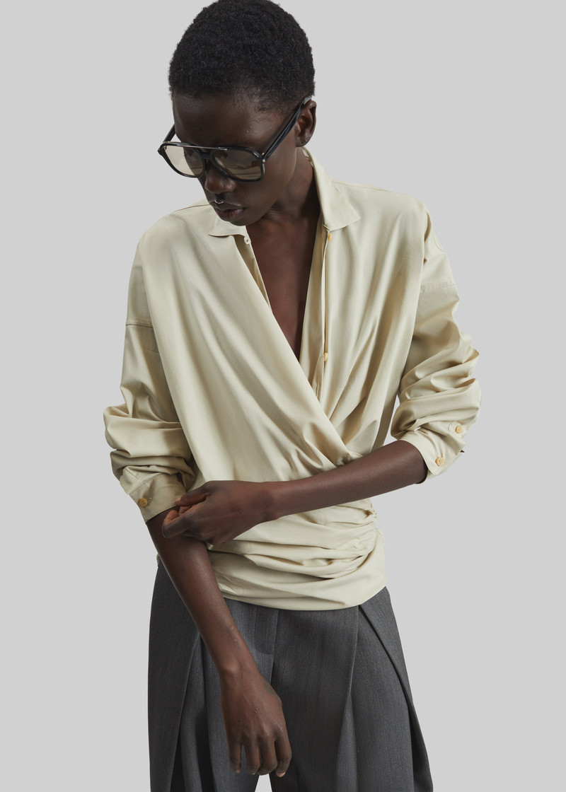 Darkpark Romy Light Cotton Popeline Drap Shirt - Beige 1