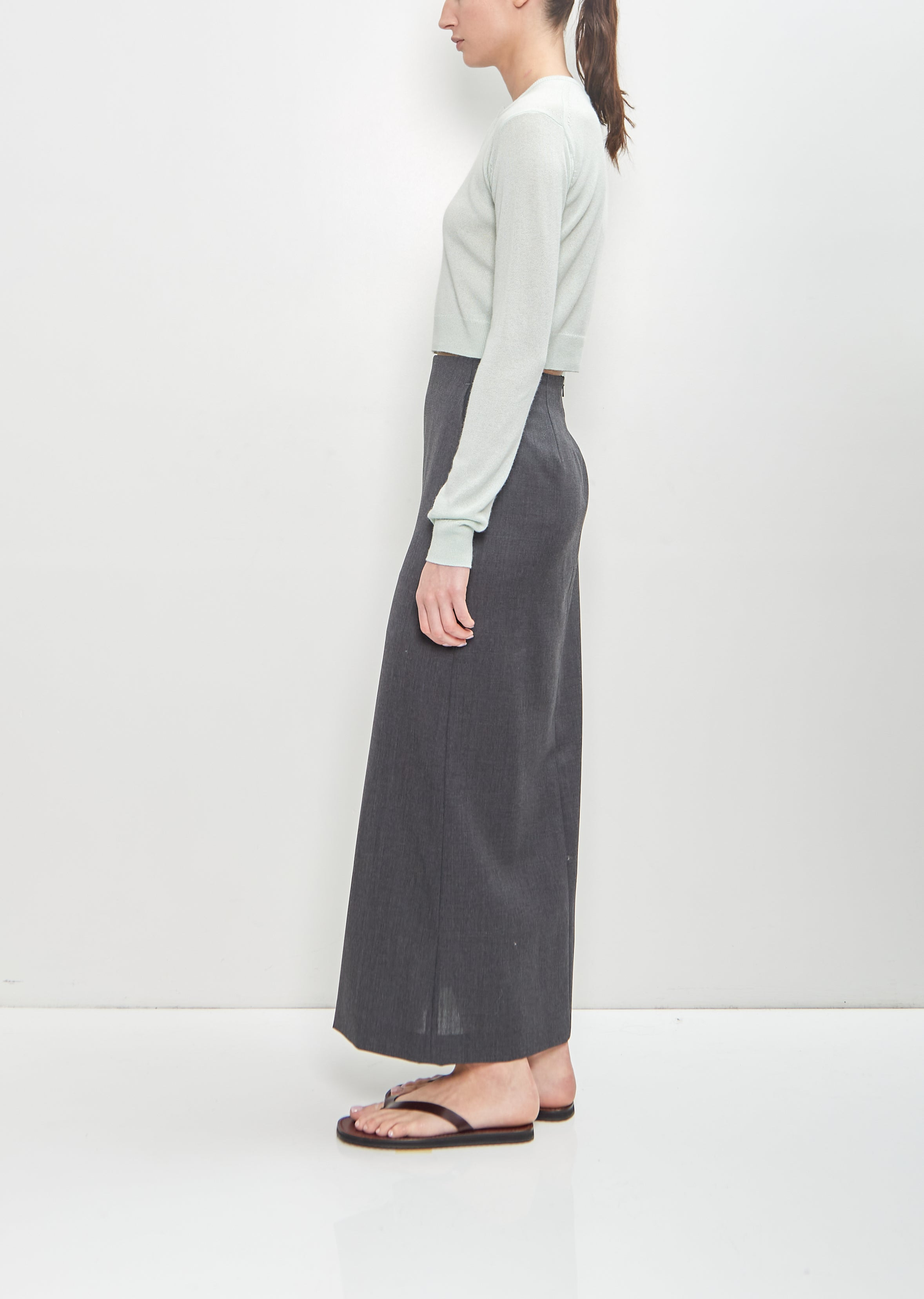 Super Fine Cashmere Silk Knit Henley — White Green - 2