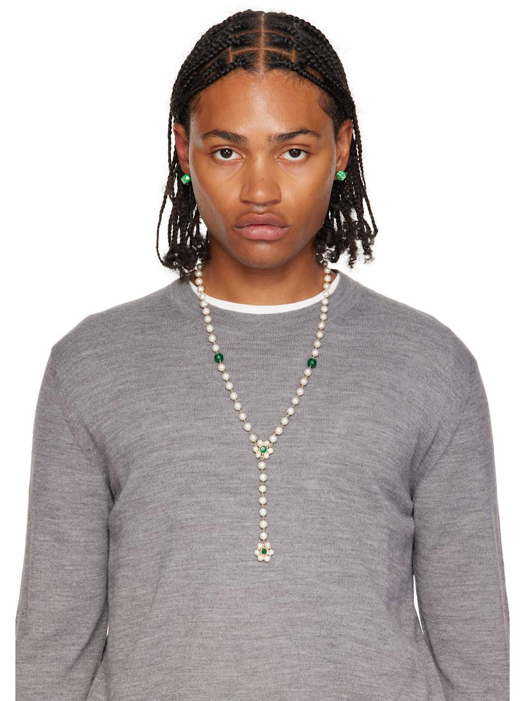 'The Macro Flower Pearl Rosary' Necklace - 2