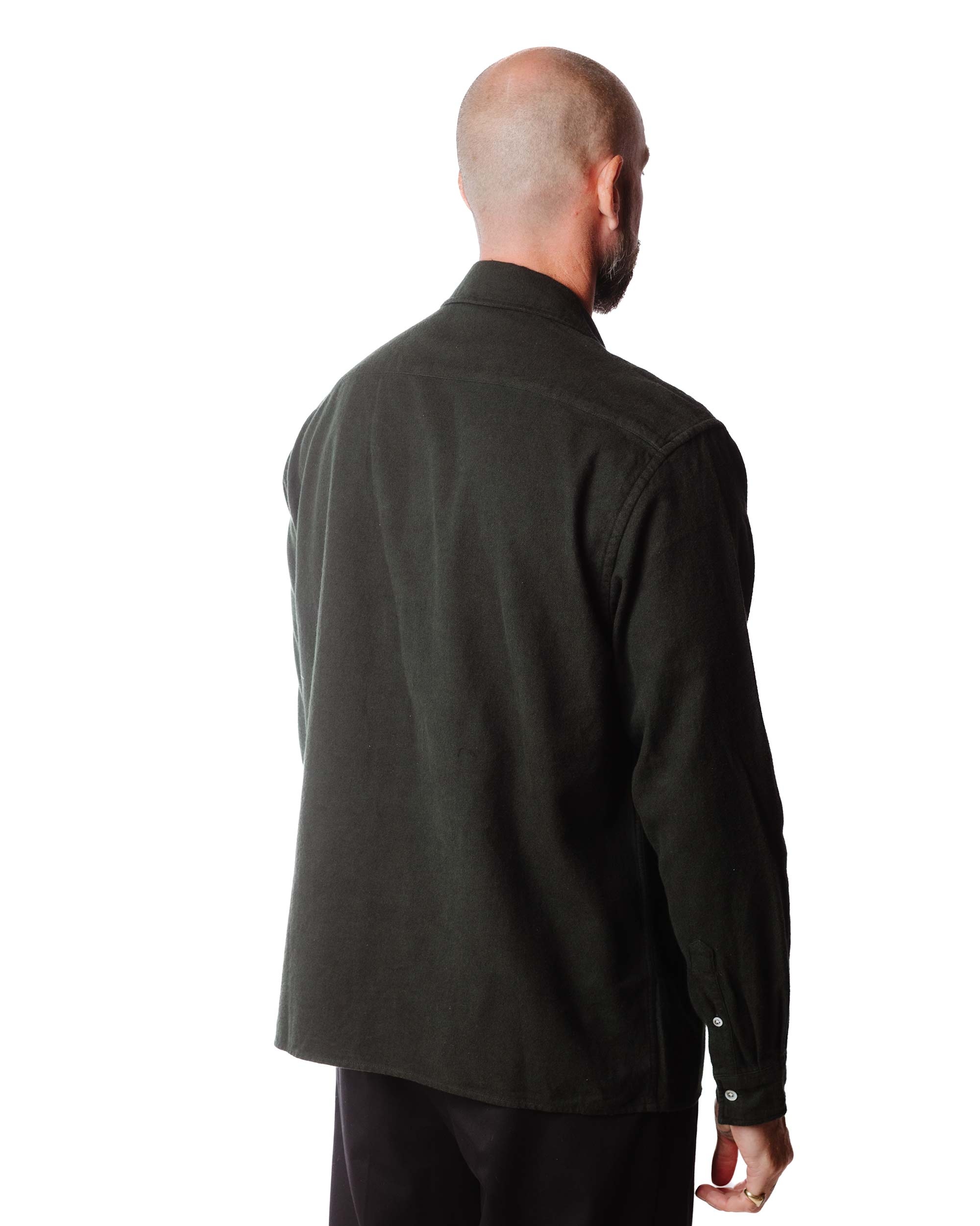 Carsten Organic Flannel Shirt LS Dark Green - 4