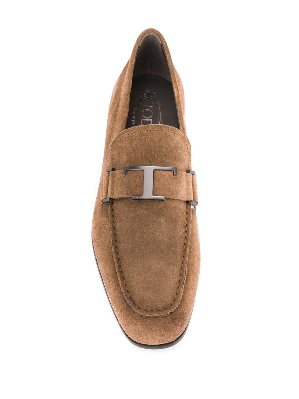 T logo leather loafers - 4