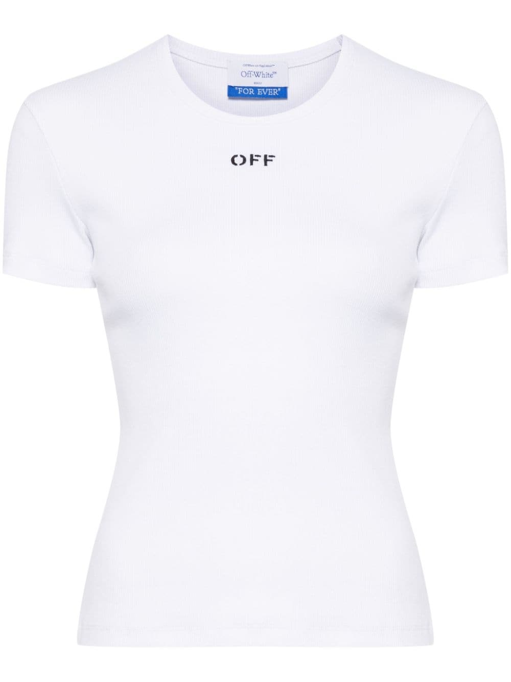 Off-embroidered ribbed t-shirt - 1