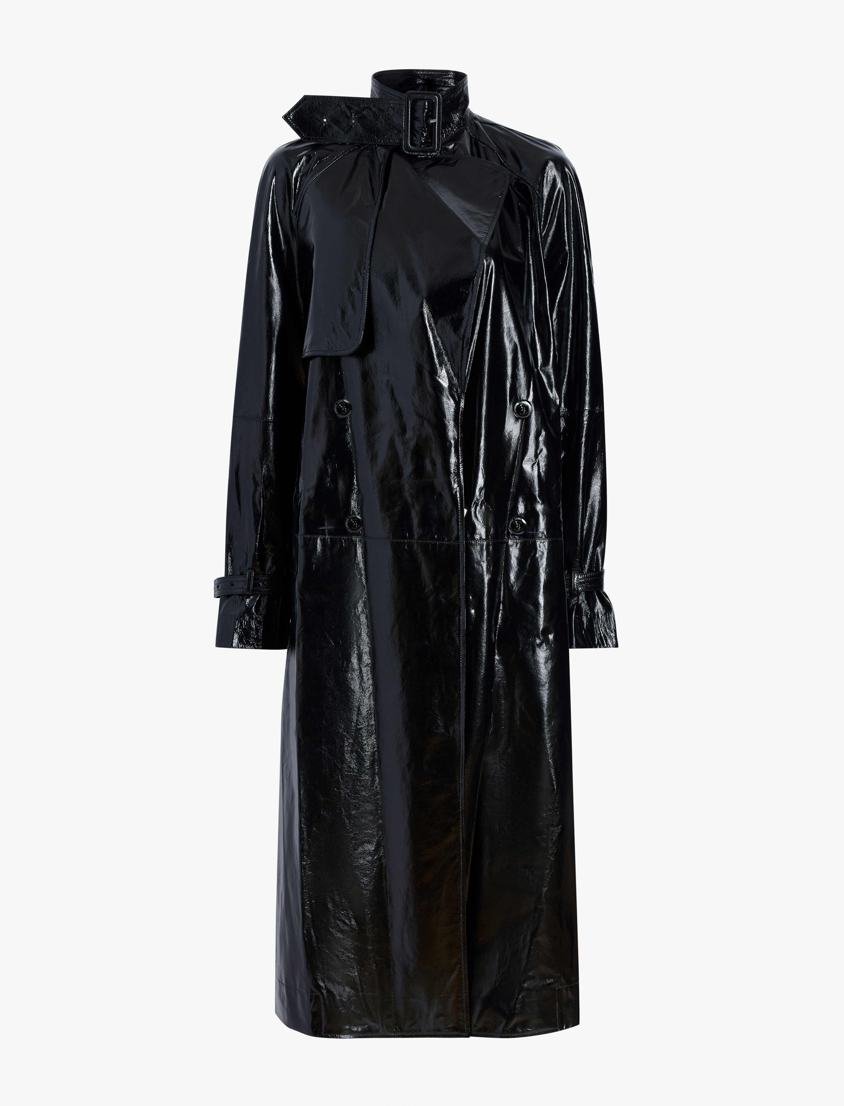 Sabina Coat in Lacquered Leather - 7