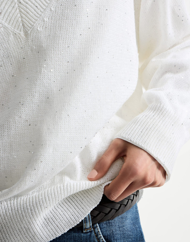 Linen and cotton Diamond yarn sweater 4