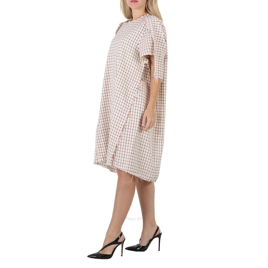 Maison Margiela Ladies Ecru All-Over Checkered Shirt Dress - 5