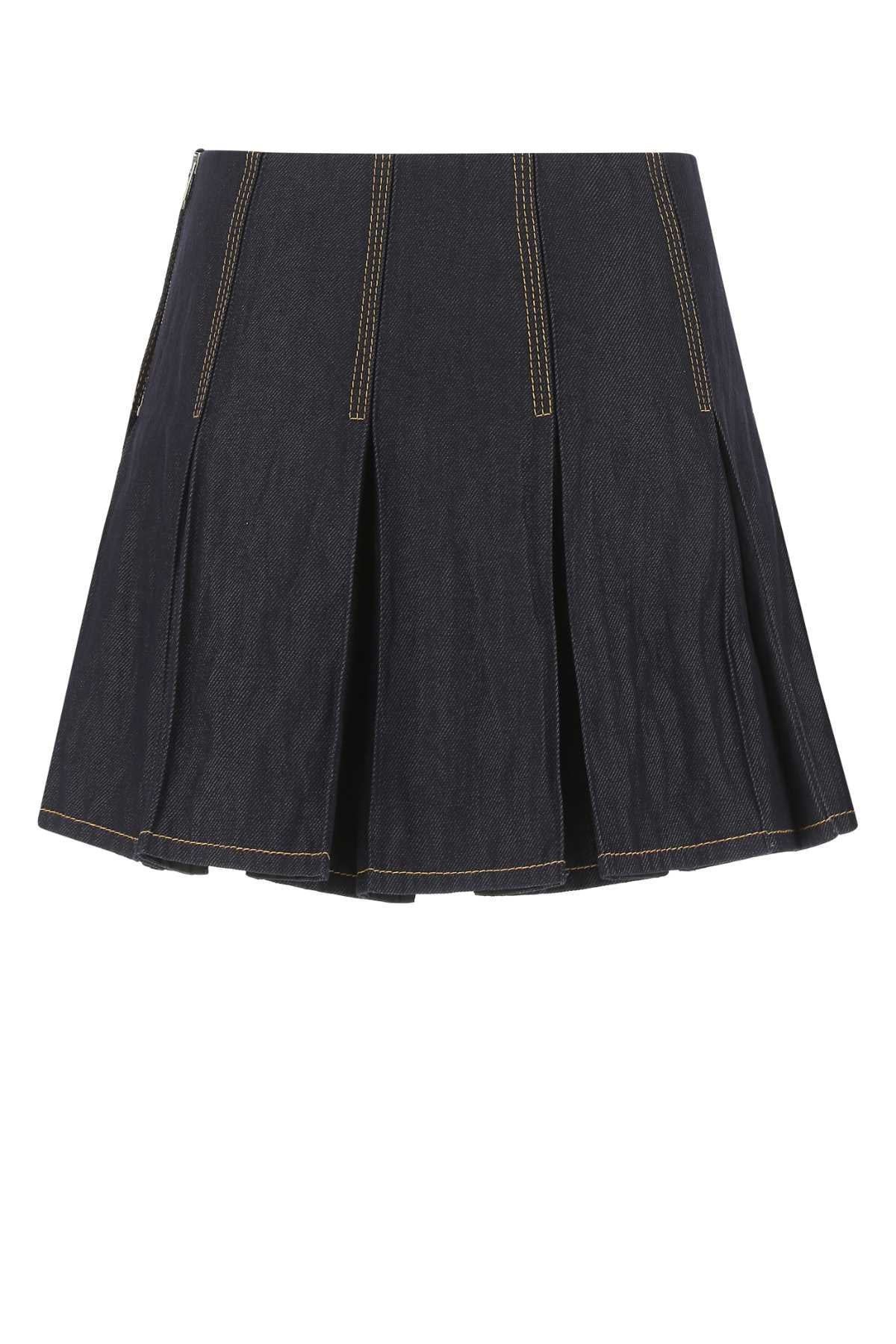 Bottega Veneta Women Dark Blue Denim Mini Skirt - 2