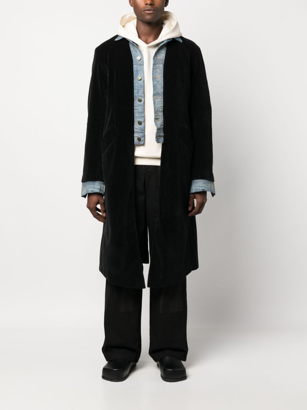 layered cotton coat - 2