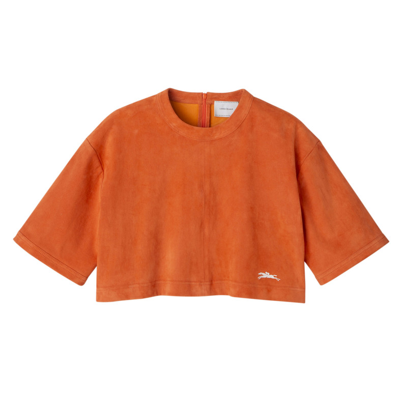 Leather crop top Orange - Leather 1