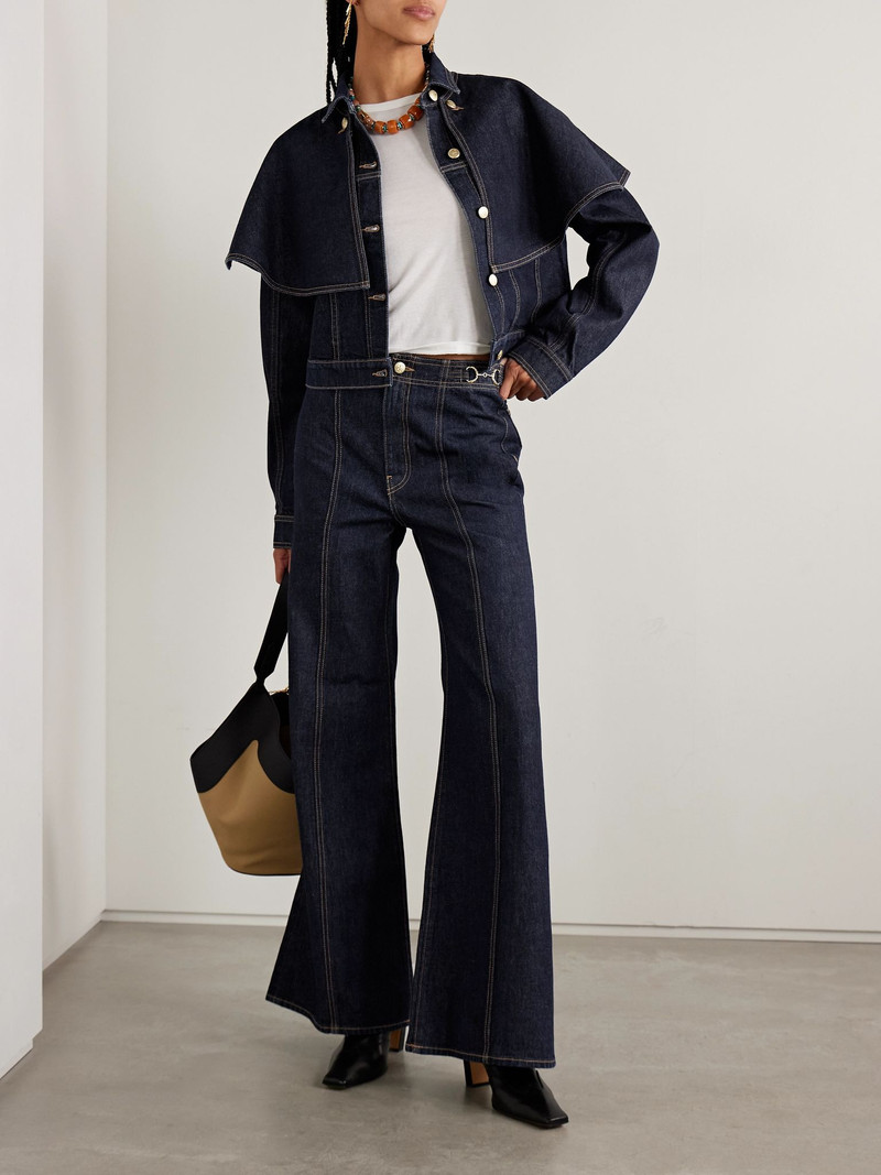 ULLA JOHNSON The Delphine embellished high-rise flared jeans Dark denim outlook