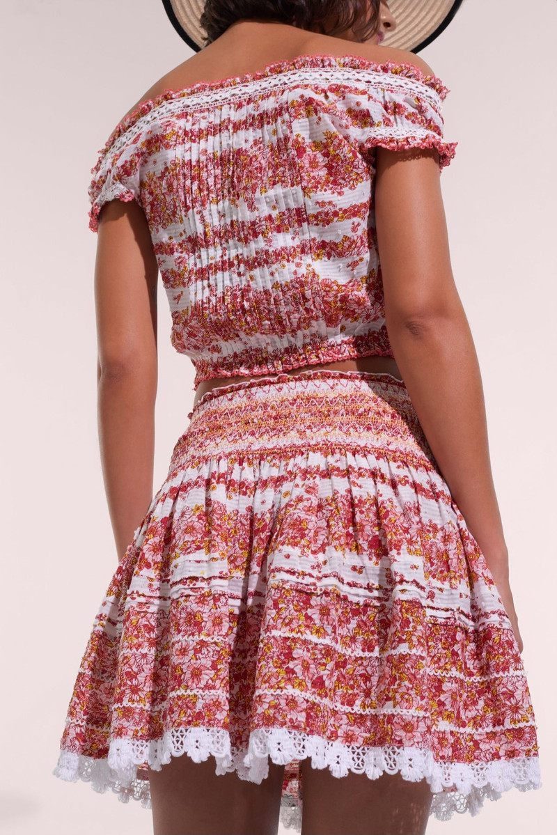 Poupette St Barth Mini Skirt Galia - Pink Waves Flowers outlook