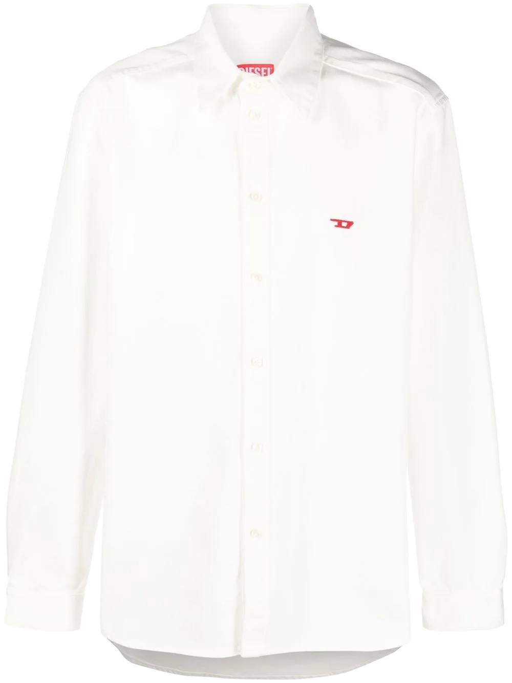 embroidered-logo button-up shirt - 1