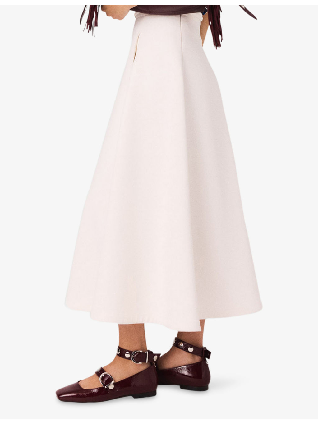 Clover-Embellishment Flared Stretch-Crepe Midi Skirt - 3