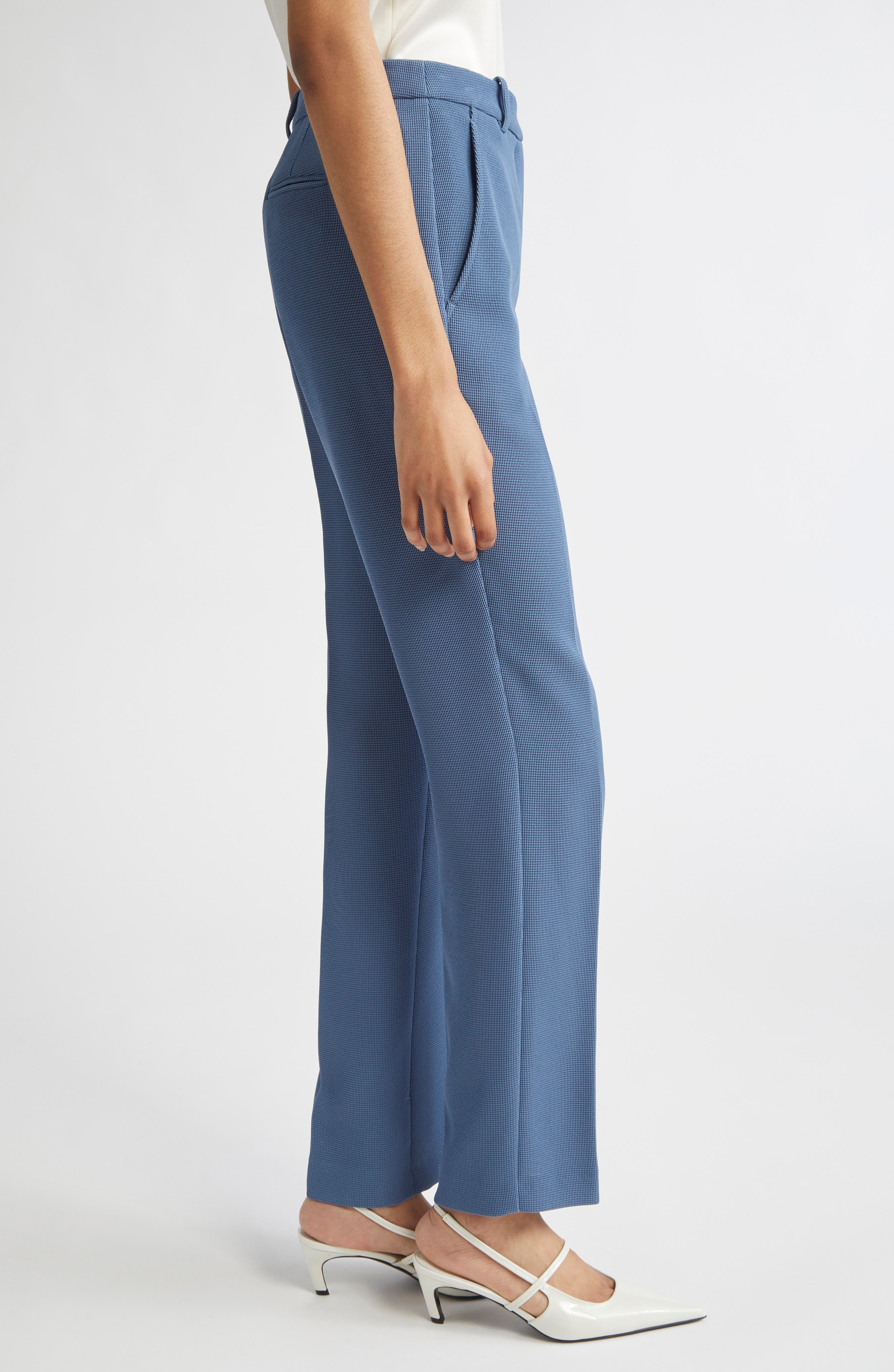 Emporio Armani Slim Fit Trousers in Solid Blue Navy at Nordstrom - 4