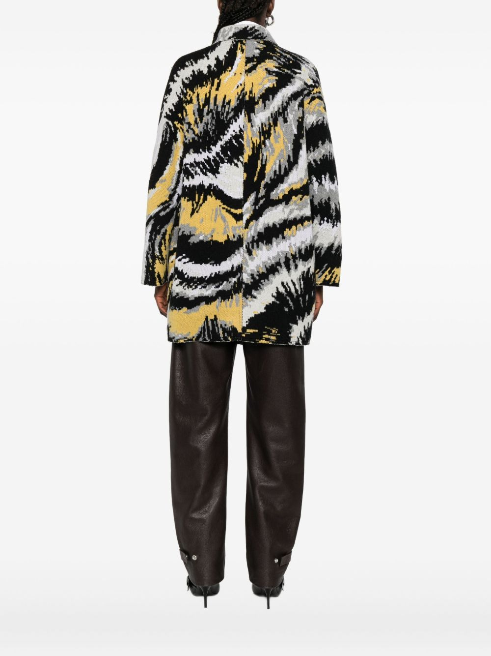 abstract-pattern double-breasted coat - 4