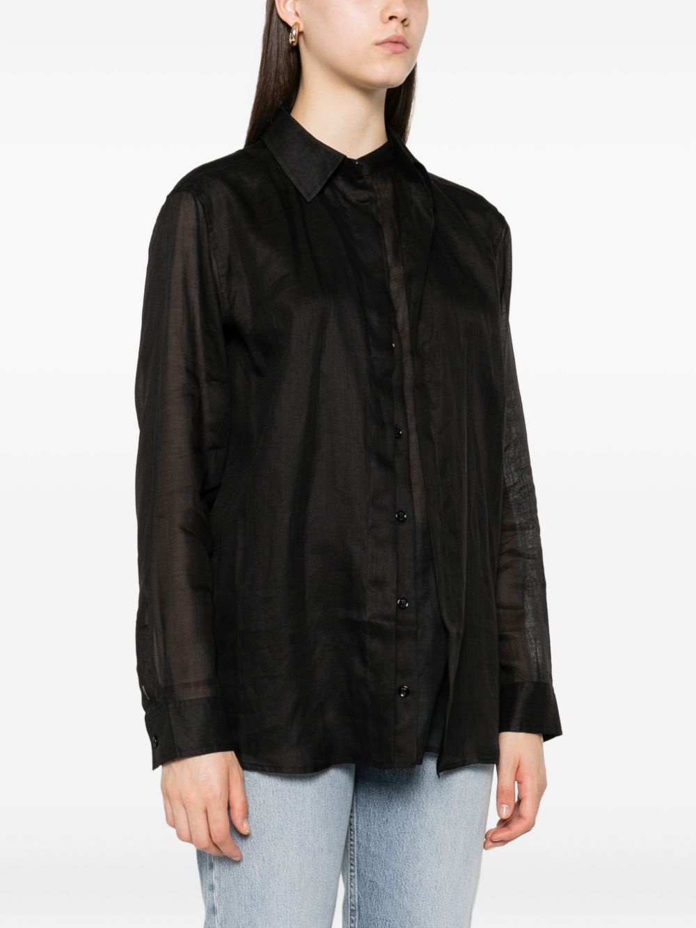 button-down ramie shirt - 3