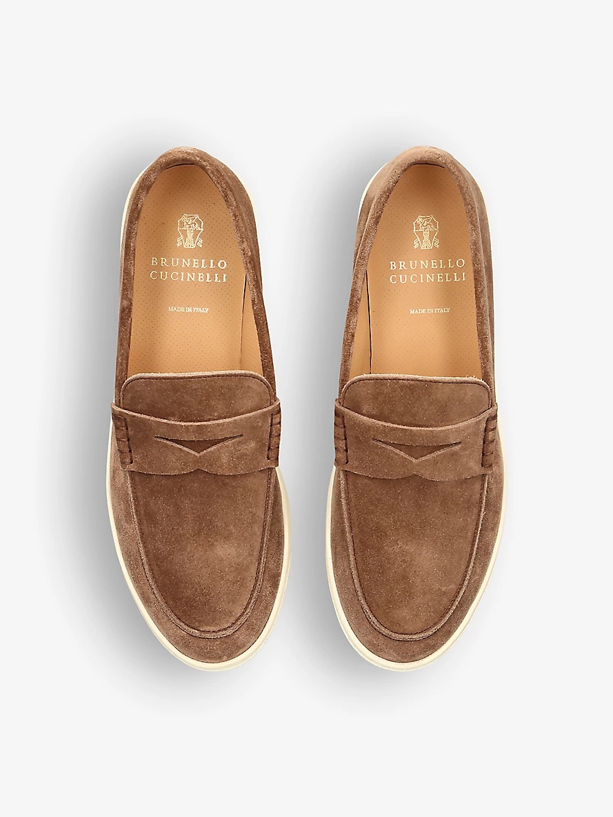 Hybrid penny-detail suede loafers - 2