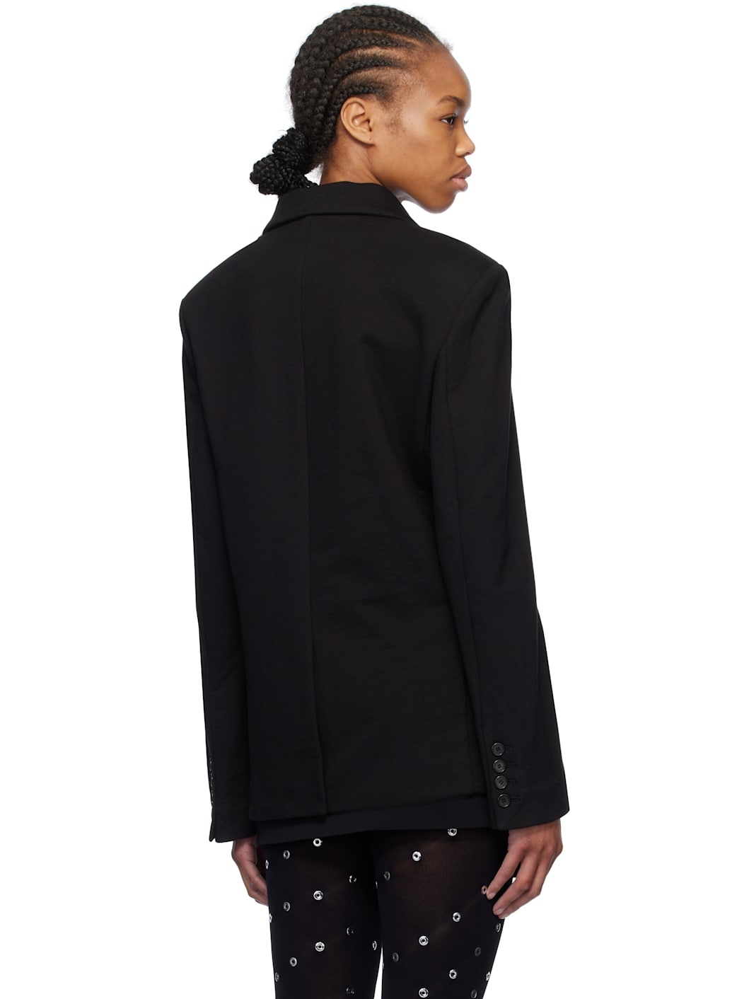 Black Pierced Jersey Blazer - 3