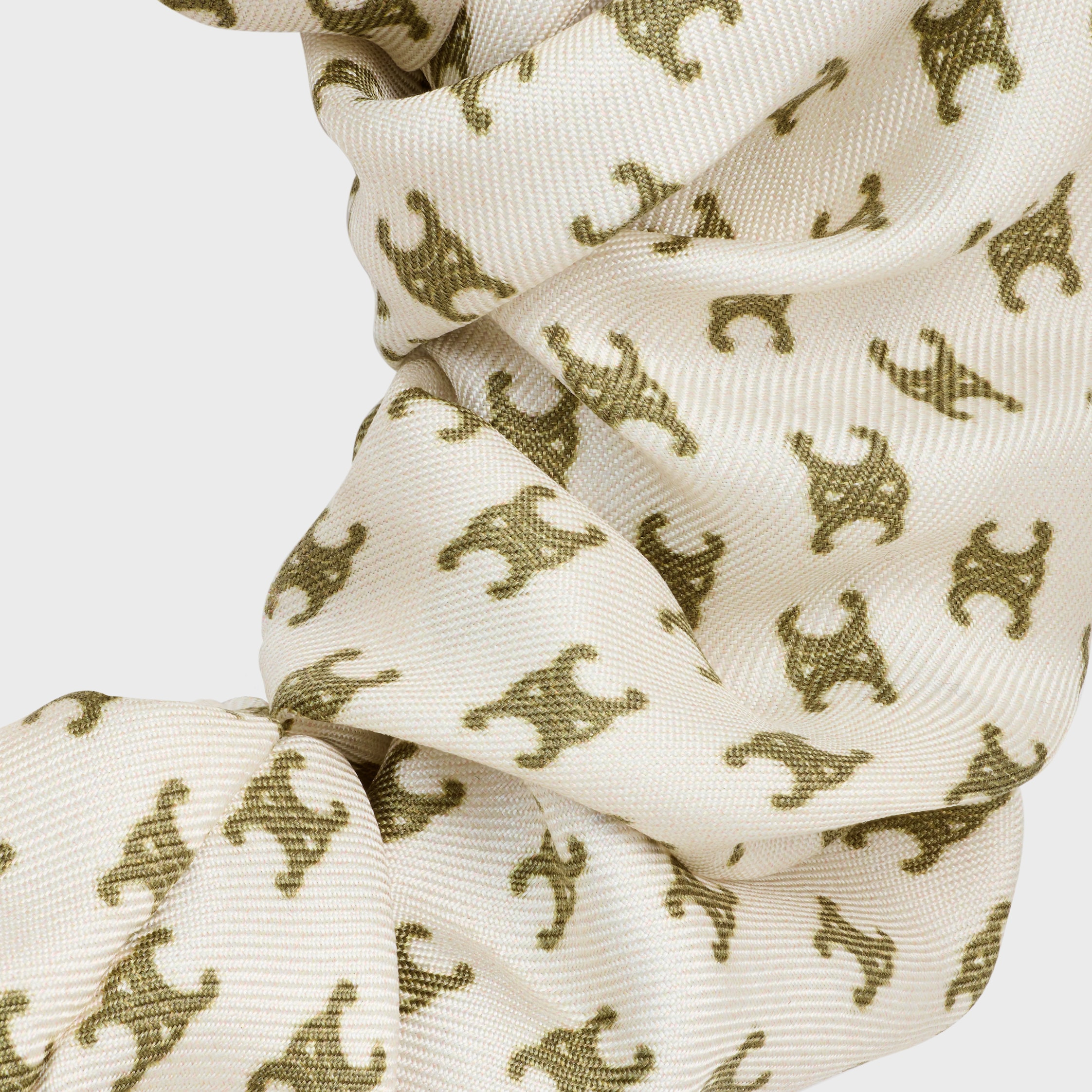 Celine Mini Triomphe Scrunchy in silk and Brass with Gold Finish - 3