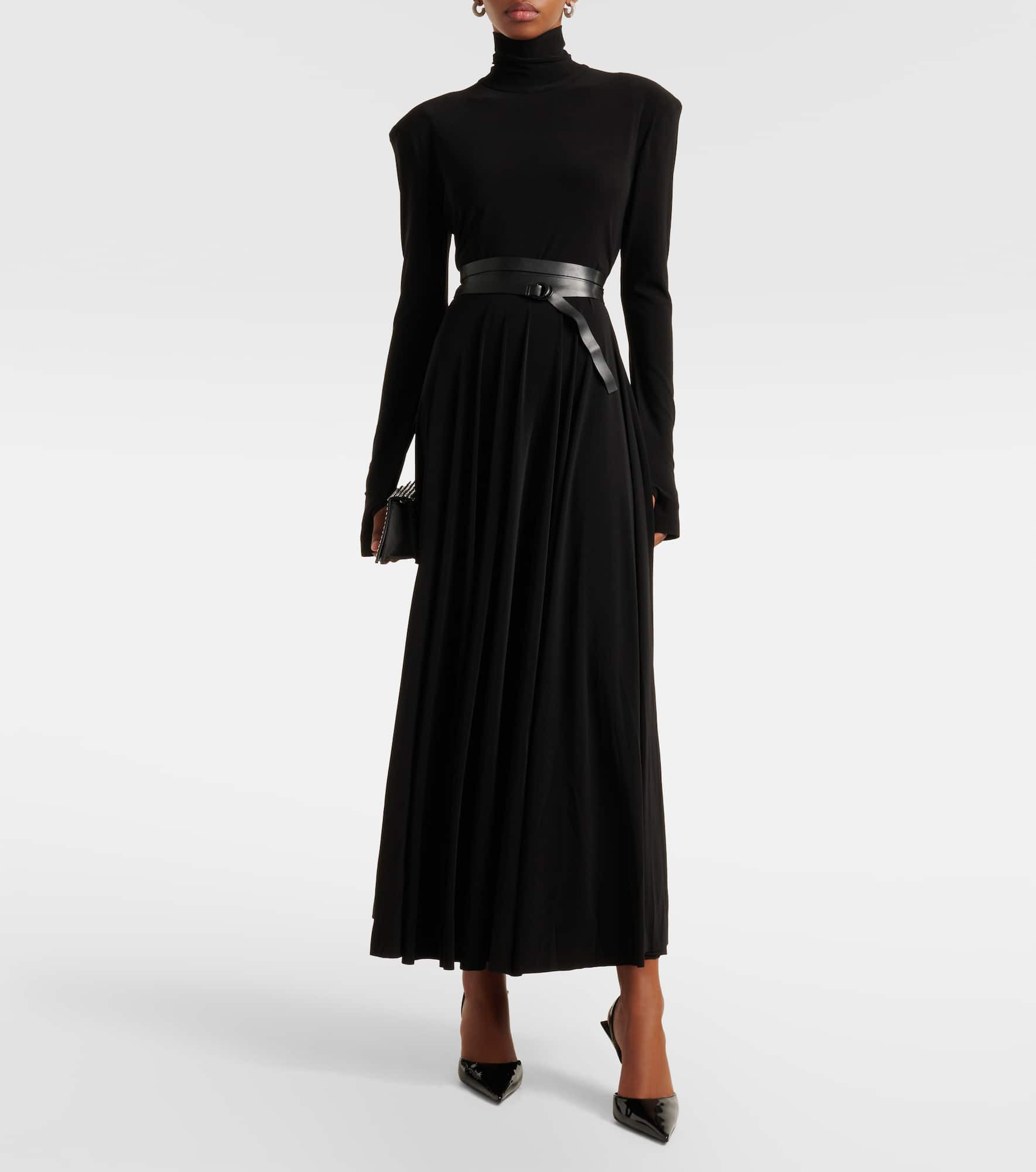 Belted turtleneck midi dress - 2