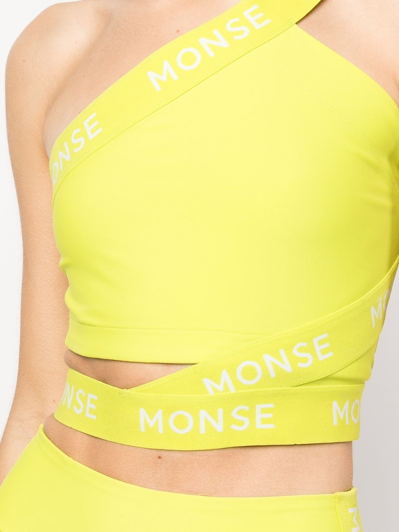 logo-print zigzag cropped top - 6