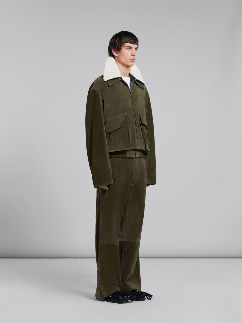 GREEN SUEDE JACKET WITH SHEARLING COLLAR 6