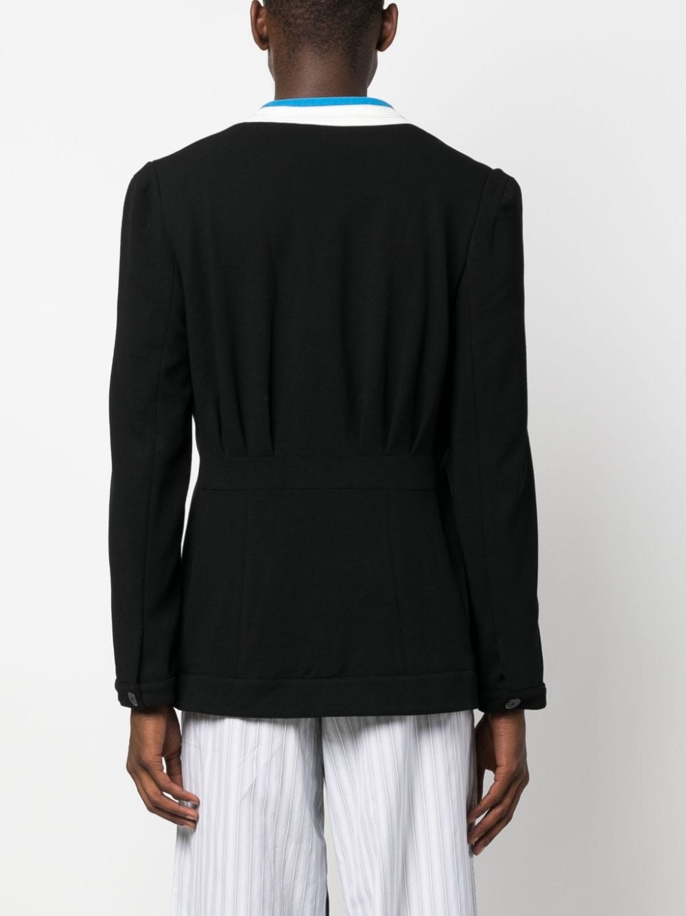 striped-trim single-breasted blazer - 4