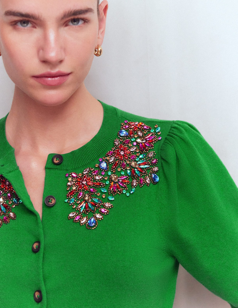 Nadia Embellished Cardigan-Green 4